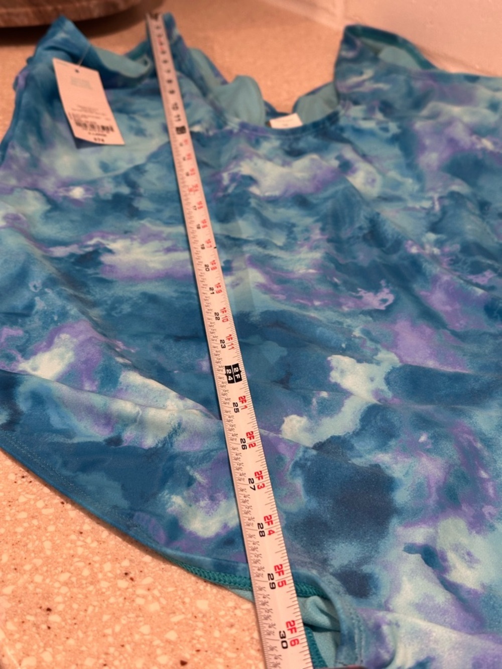 JC Penney’s Outdoor Oasis Aqua Beach Tie Dye Blue One-Piece Swimsuit XL NWT - Picture 11 of 15